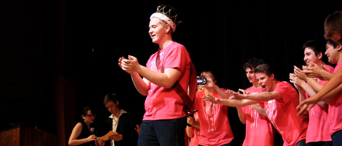 Senior Max Lofton smiles after being crowned the 2013 Mr. WHS on Jan 25. Photo by KAVYA PATHAK