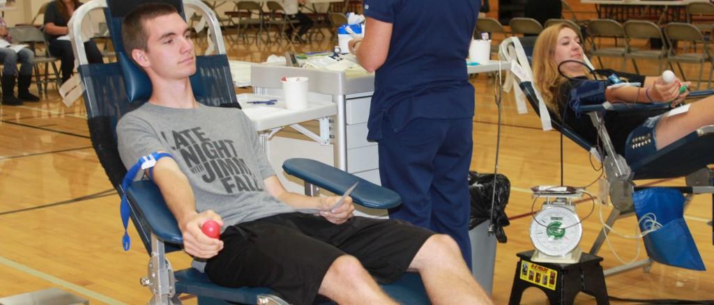 Chris Gloudeman prepares to have his blood drawn. Photo taken Sept. 24. Photo by Kolette King.