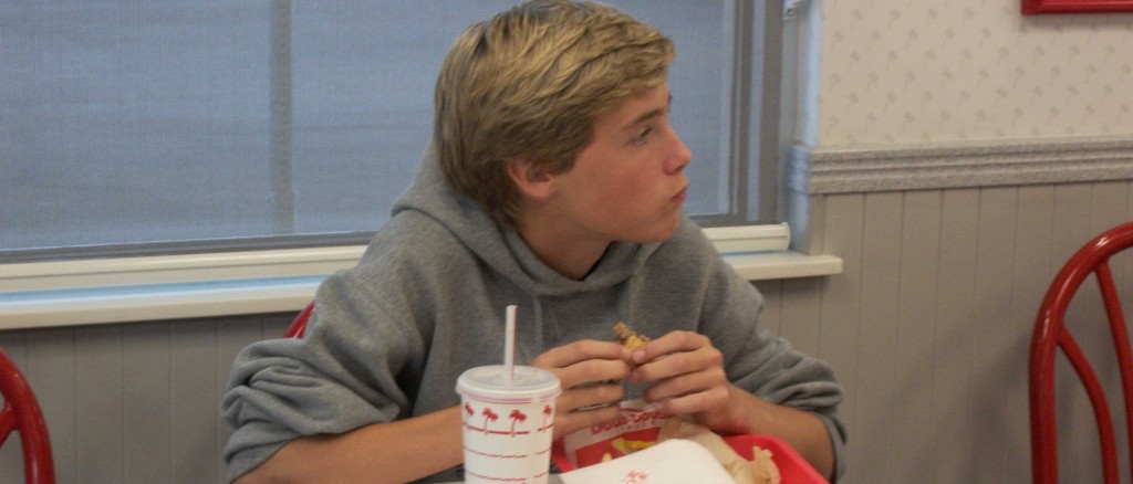 Eating alone at In-N-Out, photo by Joel Timms. 