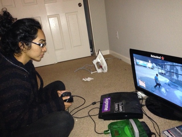 Kavleen Singh plays Grand Theft Auto V on Oct. 5. Photo by SHAD MCCARTY