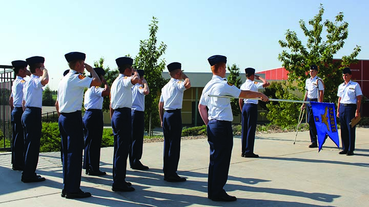 Beginning their inspection on Sept. 10, cadets get in formation. Photo by Morgan Hawkins