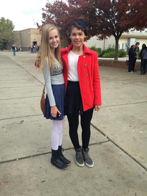 Lincoln High School freshmen Michael McCracken and Audrie Wilson wear skirts to school to support freedom of expression among LGBT youth.