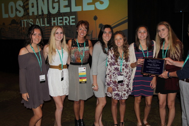 The six convention attendees and advisor Sarah Nichols after receiving the First Amendment Press Freedom Award on April 14 at the Los Angeles National High School Journalism Convention. Photo by Wyce Mirzad