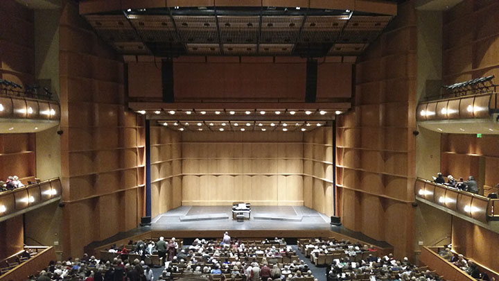 A shot of the Berkeley Mondavi Center before the choir comes on stage. Photo by Sylvester Jung.