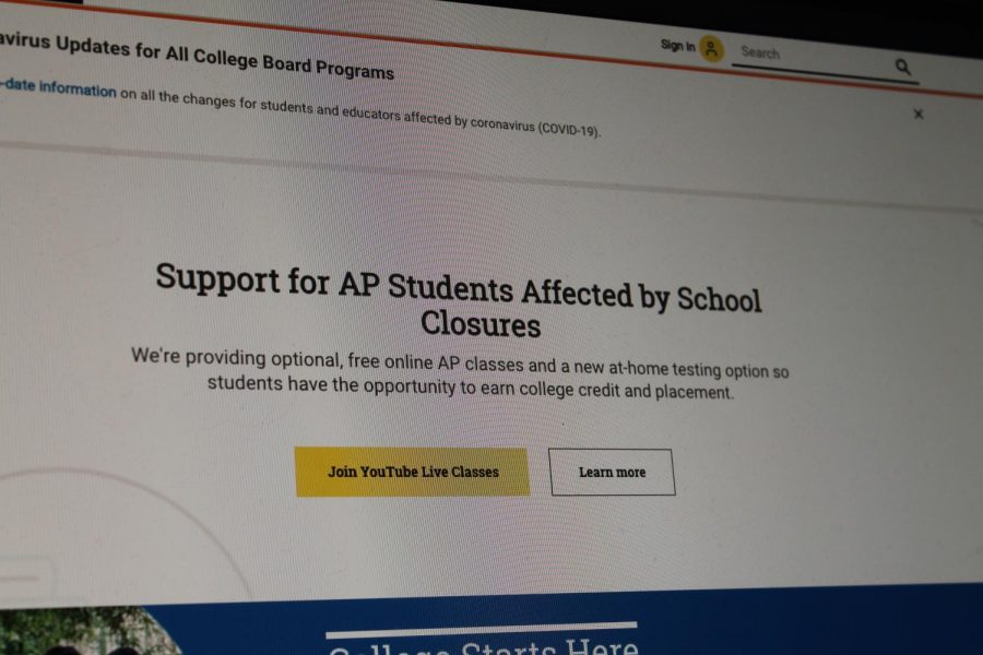 Screenshot April 2 of College Board website’s front page