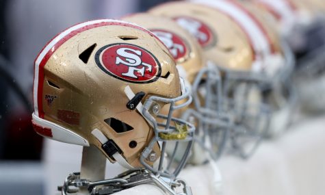 Helmets of the San Francisco 49ers. Photo by NinersWire, image used with permission.