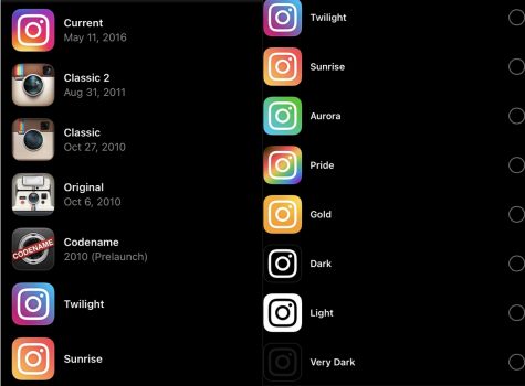 Screenshot of Instagrams new options