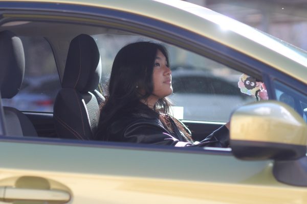 Driving around in her car, Angelica Dianala leaves school during lunch in her Subaru that she named Penelope, with the advantage of having the driver’s permit she received in June 2023. 